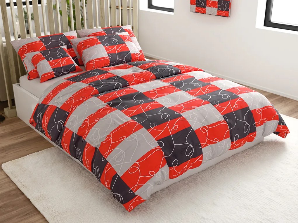PrzytulneMieszkanie.pl PrzytulneMieszkanie.pl Bawełniana pościel SQUARES BLEND czerwona Rozmiar pościeli: 70 x 90 cm | 140 x 200 cm
