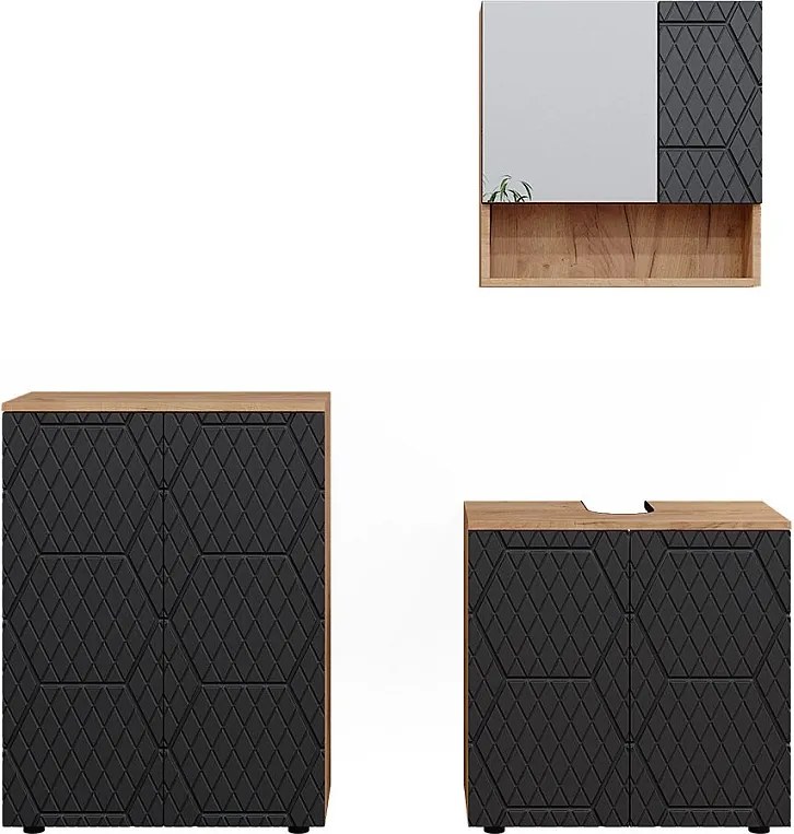 Zestaw mebli łazienkowych antracyt o strukturze plastra miodu 80x41x58.6 irma