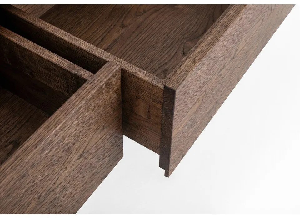 Brązowa szafka pod TV z litego drewna dębowego 220x45x45 cm Fawn – Gazzda