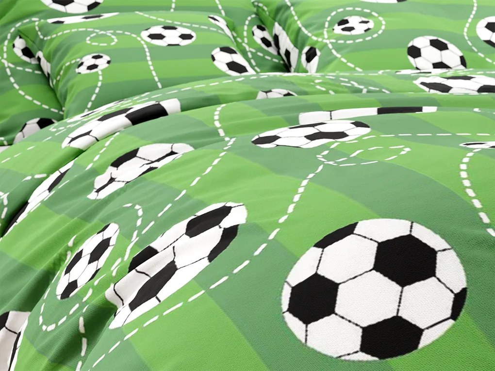 PrzytulneMieszkanie.pl PrzytulneMieszkanie.pl Pościel bawełniana FOOTBALL zielona Rozmiar pościeli: 70 x 90 cm | 140 x 200 cm