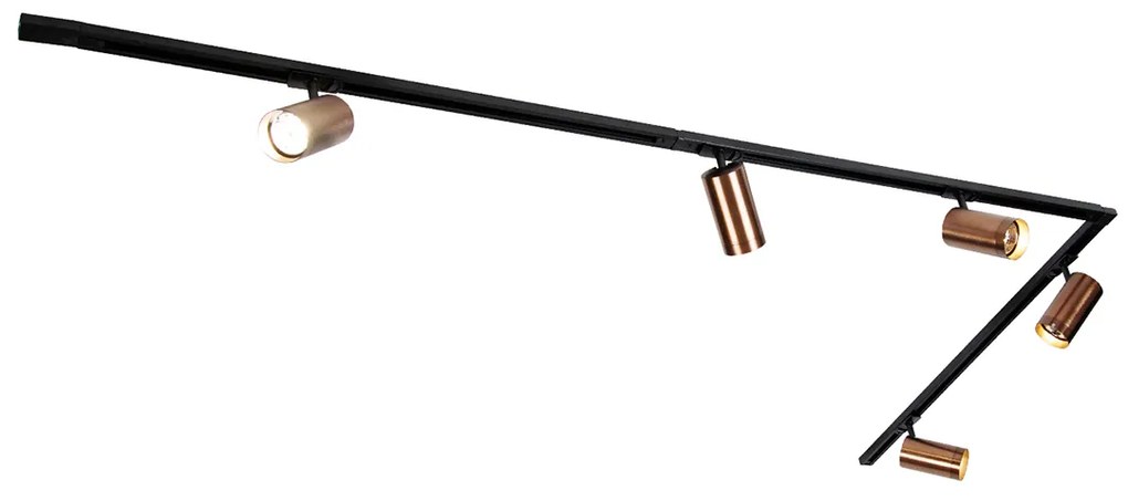 Nowoczesny system szynowy z 5 reflektorami, ciemny brąz, 1-fazowy GU10 70mm - Iconic Jeana Luxe