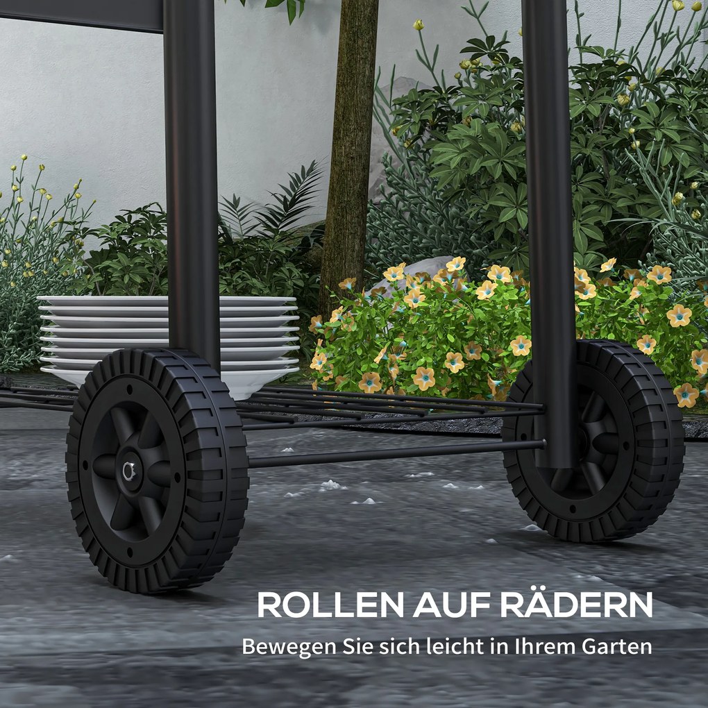 Outsunny Grill węglowy z palnikiem BBQ Grill, 1 półka, z termometrem, 83 x 46,5 x 115 cm, Czarny