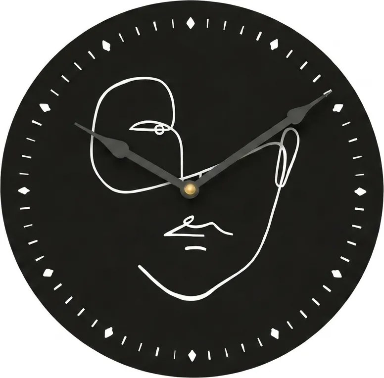Zegar ścienny LINE FACE 29 cm, czarny