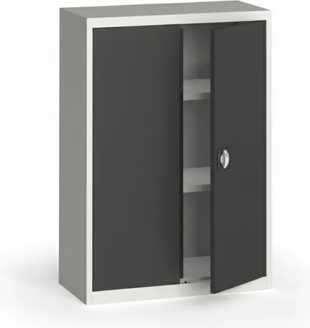 Szafa metalowa, 1150 x 800 x 400 mm, 2 półki, szara/ciemnoszara