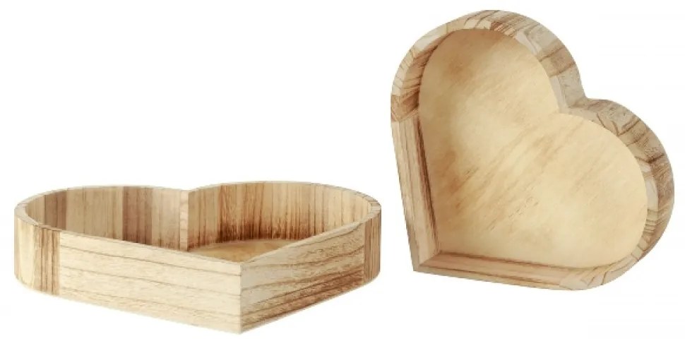Zestaw 2 drewnianych tacek HEART TRAY