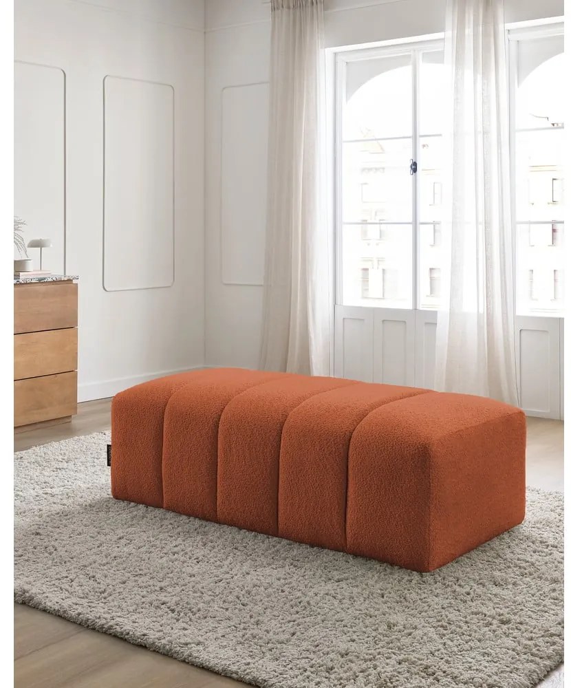 Podnóżek z materiału bouclé w kolorze terakoty Annecy – Bobochic Paris