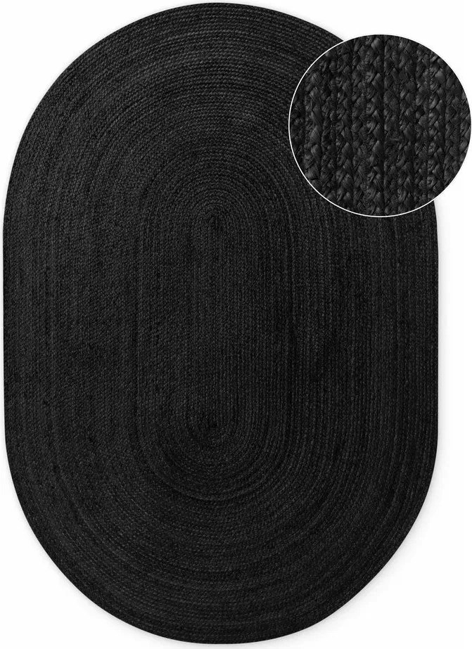 Czarny dywan z juty dwustronny/tkany ręcznie 160x230 cm Braided – Hanse Home