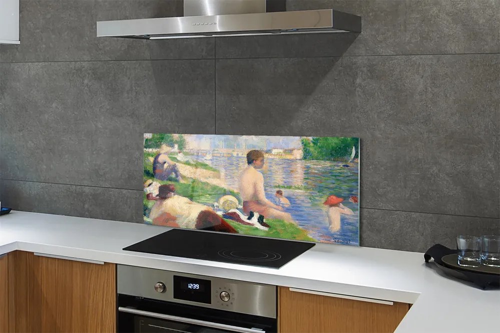 Szklany Panel Kąpiący się w Asnieres - Seurat
