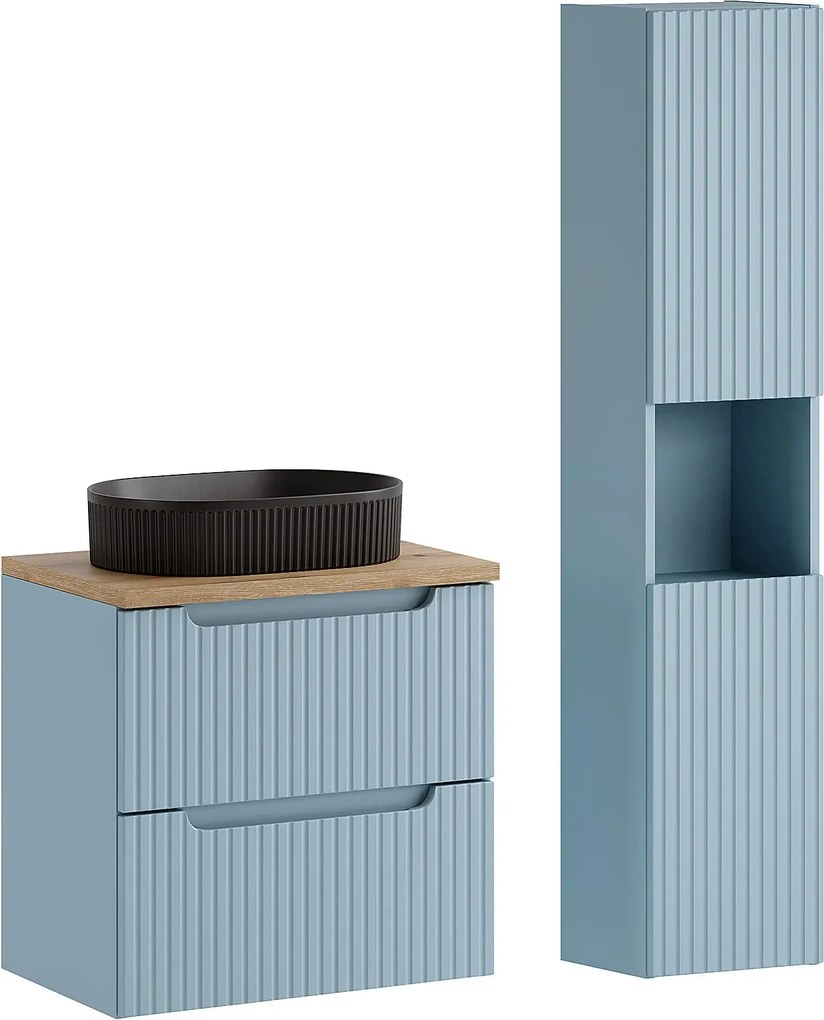 Niebieski zestaw mebli łazienkowych z umywalką F5-E64