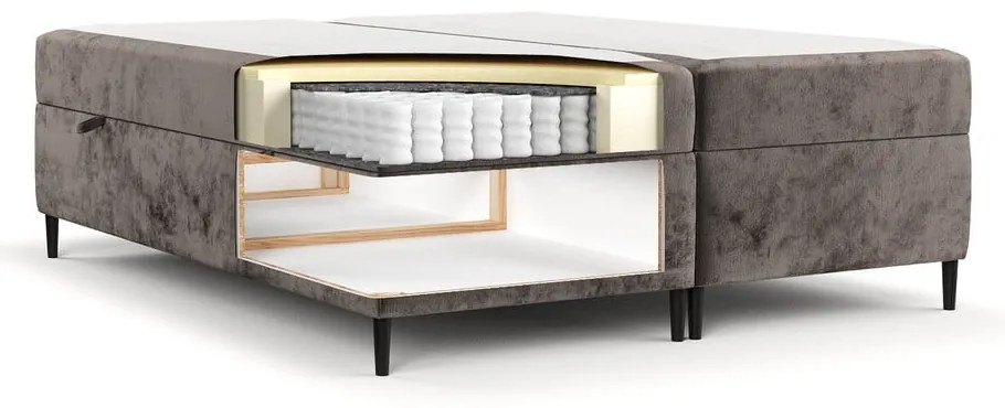 Brązowe łóżko boxspring ze schowkiem 140x200 cm Araya – Maison de Rêve