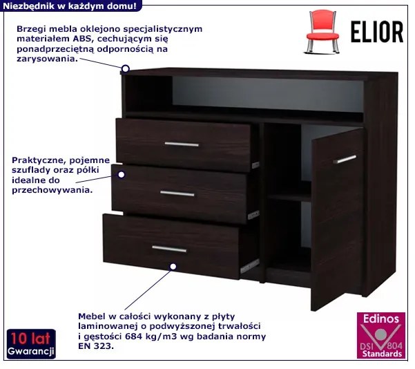Komoda z szufladami i półkami do salonu wenge - Nemeso 4X