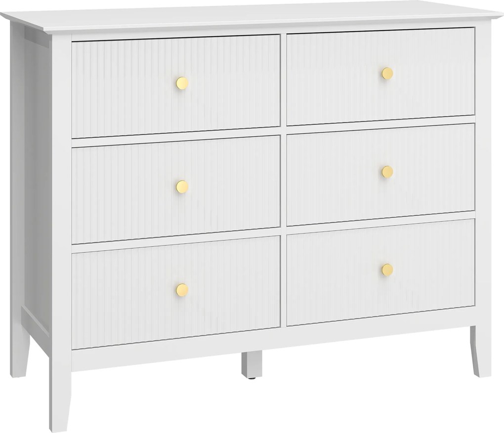 HOMCOM Komoda Sideboard z 6 szufladami Nowoczesna komoda do przechowywania do salonu sypialni przedpokoju 100 x 40 x 78 cm Biały | Aosom PL
