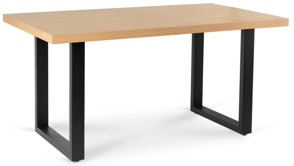 Stół Prostokątny Rozkładany EDWIN 160-260 cm Dąb Złoty/Czarny do Jadalni Nowoczesny Loft