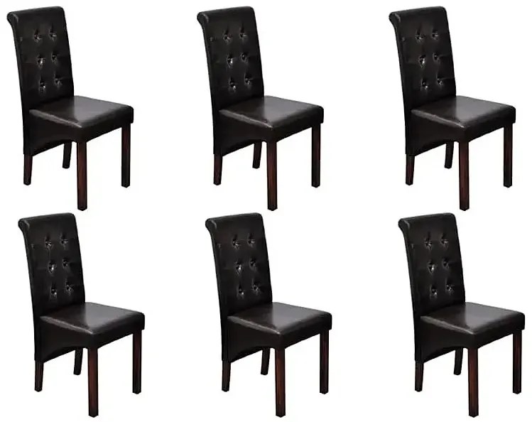 Komplet 6 tapicerowanych krzeseł pikowanych wenge - Akto