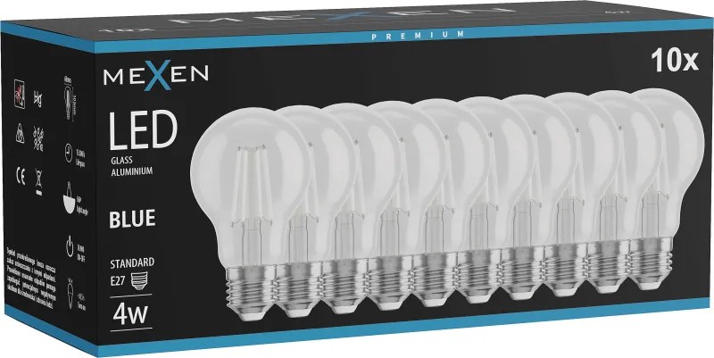 Mexen Vintis 10x żarówka filament LED E27, A60, 4W, 55 lm, blue - L150-E27-04XX-47x10