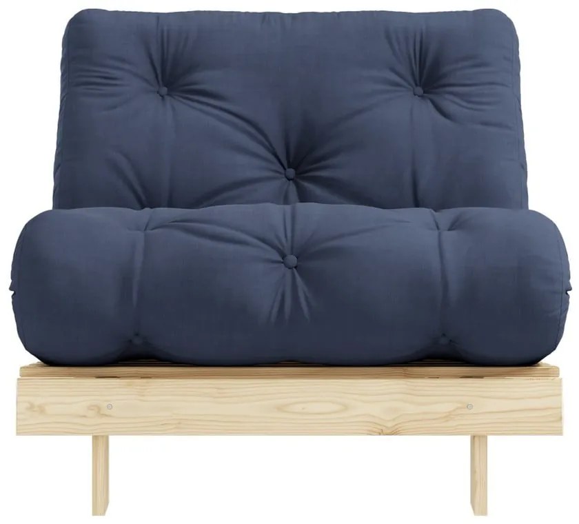 Fotel rozkładany z ciemnoniebieskim obiciem Karup Design Roots Raw/Navy