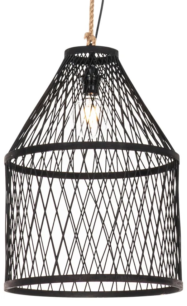 Zewnetrzna Rustykalna lampa wisząca zewnętrzna czarna rattanowa 40x55 cm - Calamus Rustykalny / Vintage Oswietlenie zewnetrzne