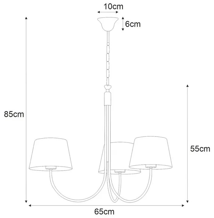 Czarny klasyczny żyrandol z 3 abażurami - A798 K8-H65