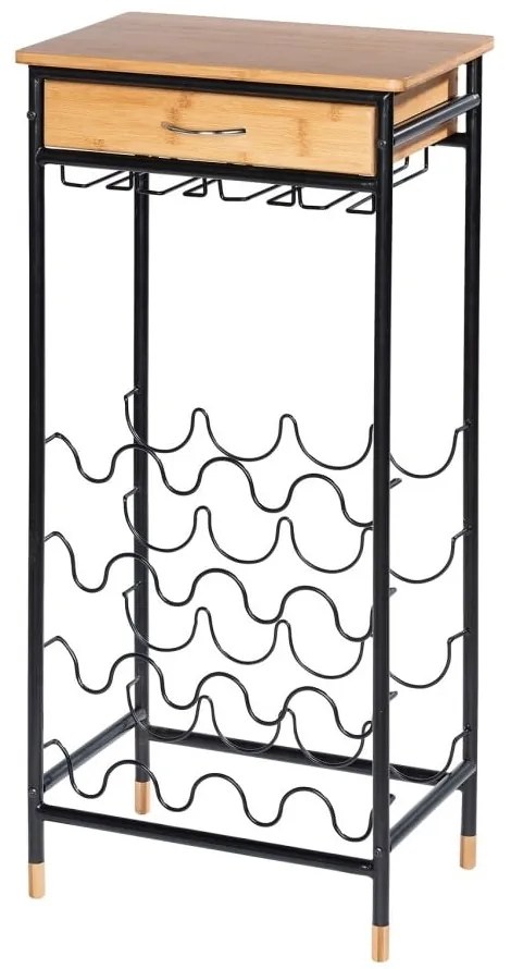 Czarno-naturalna metalowa szafka na wino liczba butelek 16, 48x95 cm Loft – Wenko