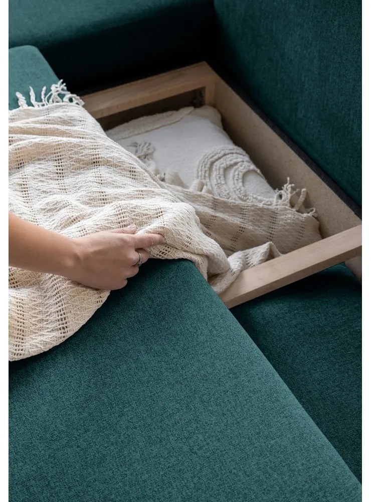 Turkusowa rozkładana sofa w kształcie litery "U" Miuform Scandic Lagom, lewostronna