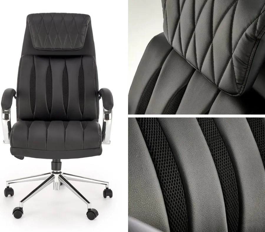 Czarno fotel gabinetowy z ekoskóry Romano Halmar