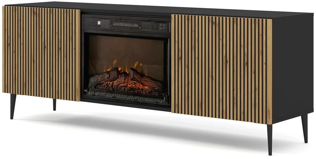 Szafka RTV z frezowanym frontem i kominkiem G1-H40