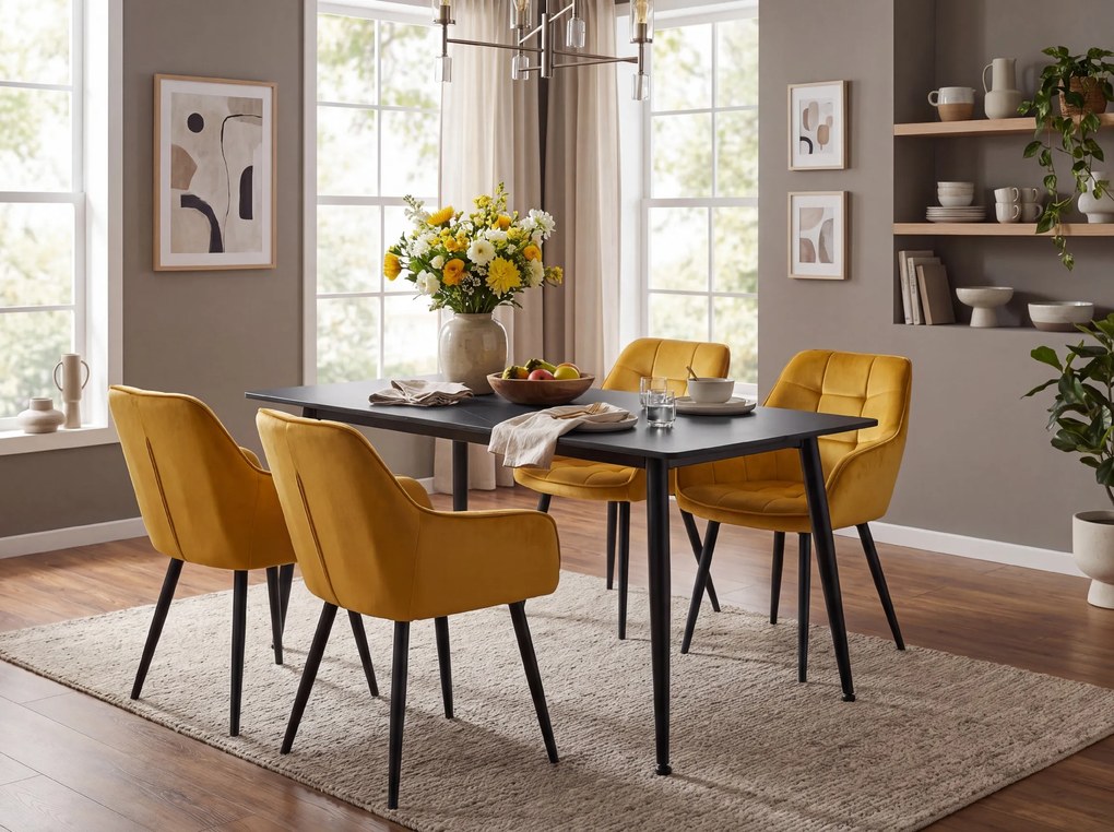 Stół jadalniany RION 130x70 cm z ceramicznym blatem, czarny marmur