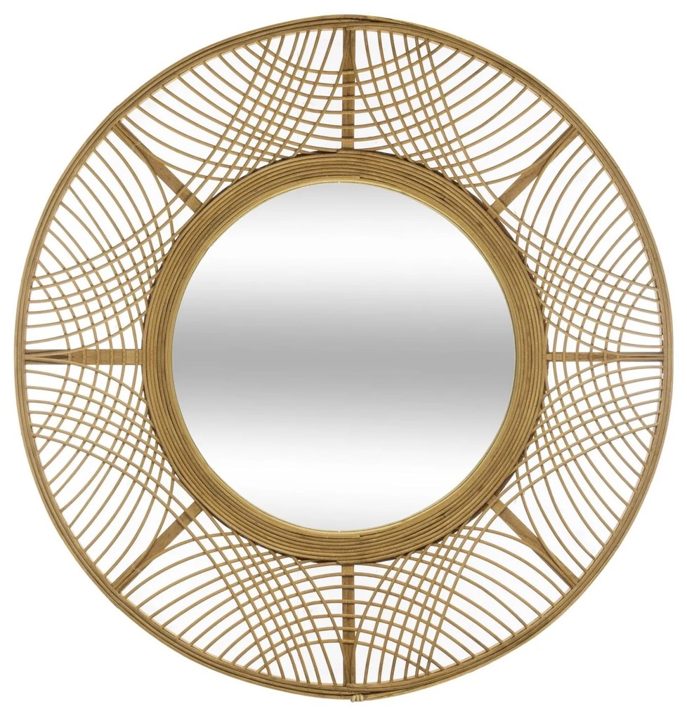 Lustro boho w bambusowej ramie INA, Ø 70 cm