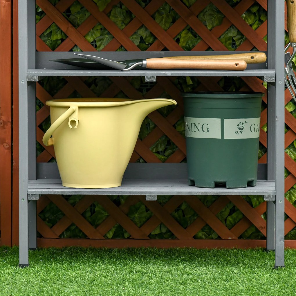 Outsunny stół ogrodniczy do roślin szary metalowa powierzchnia robocza 76x37x89cm | Aosom PL