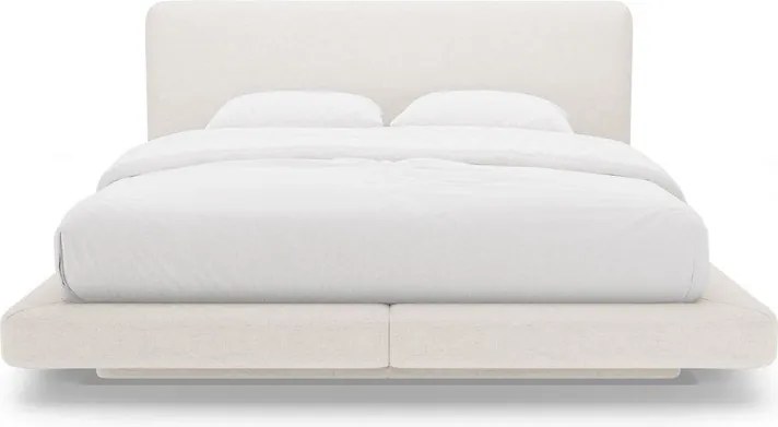 Beżowe tapicerowane łóżko dwuosobowe 180x200 cm Linea – Micadoni