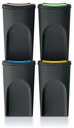 Kosz na odpady Sortibox 35 l, 4 sztuki, czarny