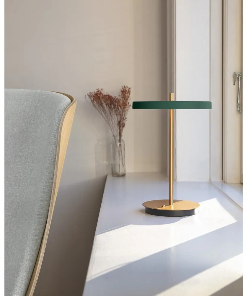 Zielona lampa stołowa LED ze ściemniaczem i metalowym kloszem (wysokość 31 cm) Asteria Move – UMAGE