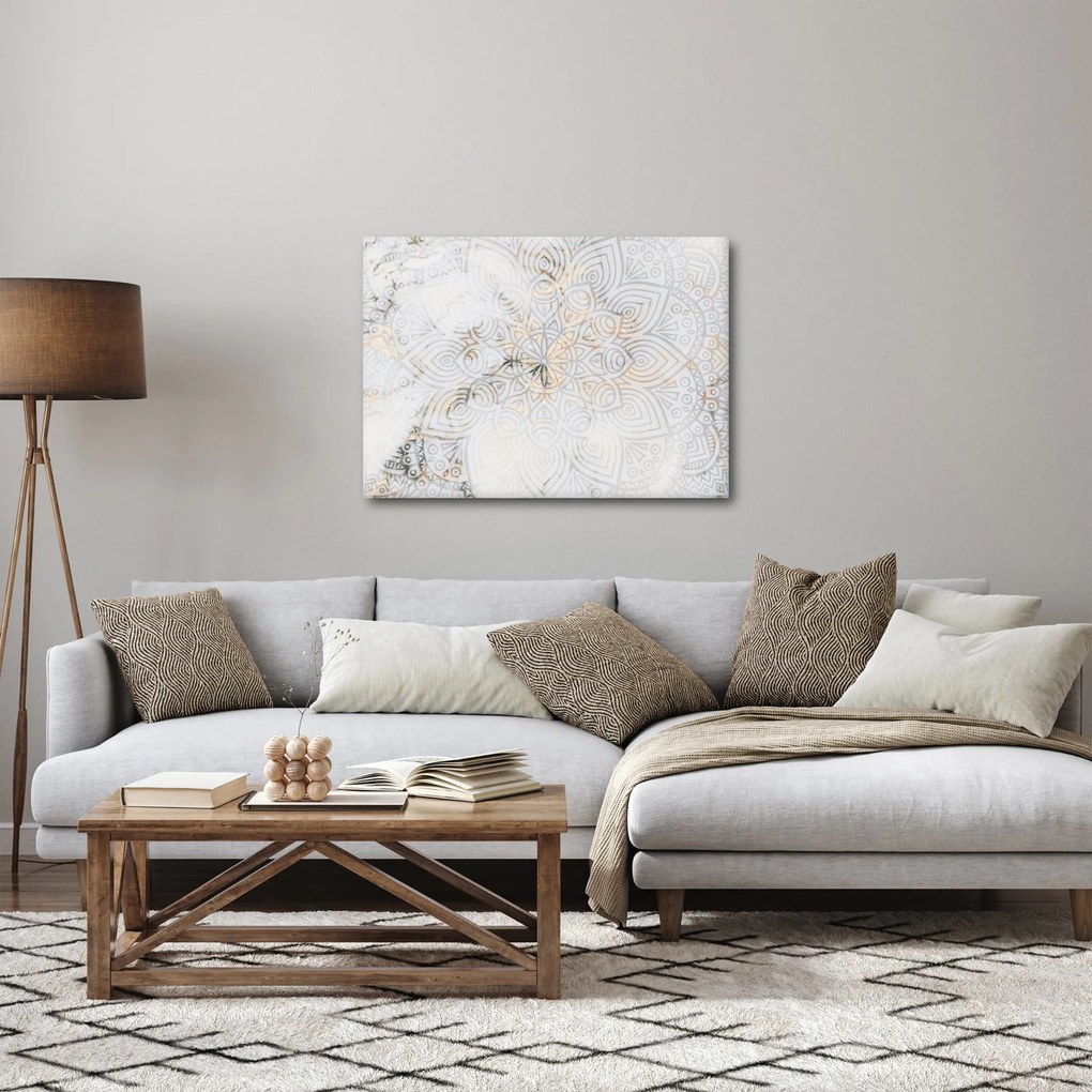 Obraz białej mandali (70x50 cm)