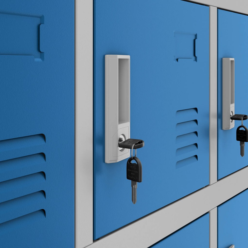 Szafka pracownicza skrytkowa szaro-niebieska: KAROL, 900 x 1850 x 400 mm