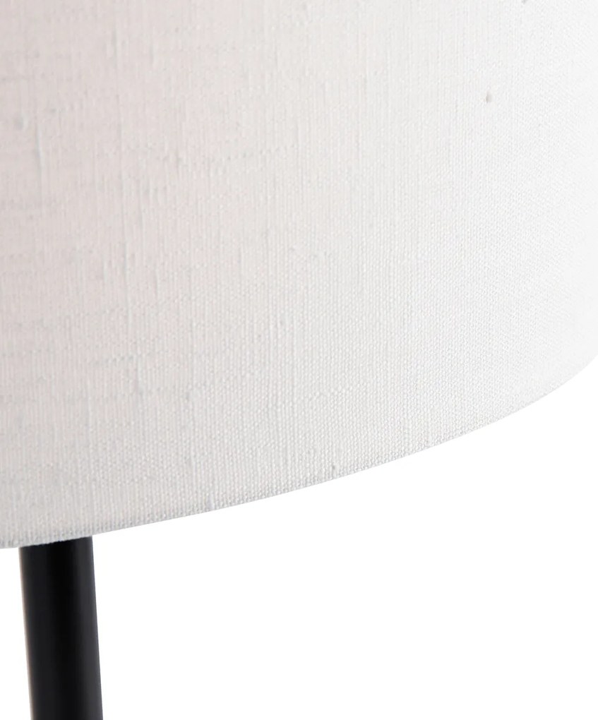 Lampa stołowa czarna z owalnym lnianym abażurem białym 35 cm - Simplo Nowoczesny Oswietlenie wewnetrzne