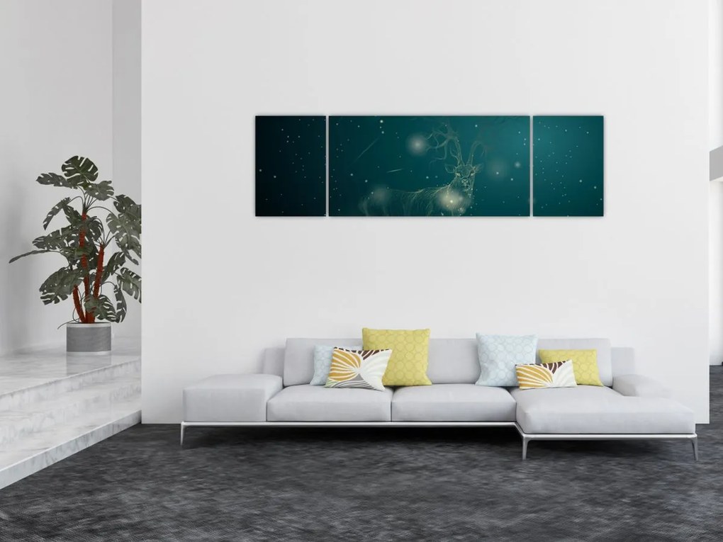 Obraz - Magiczny jeleń w nocy (170x50 cm)