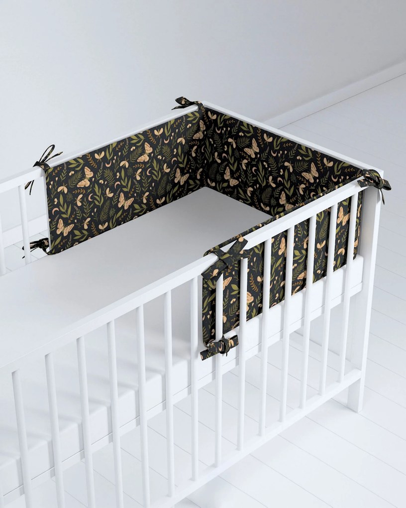 Ochraniacz do łóżeczka kolor czarny tkanina wzorzysta