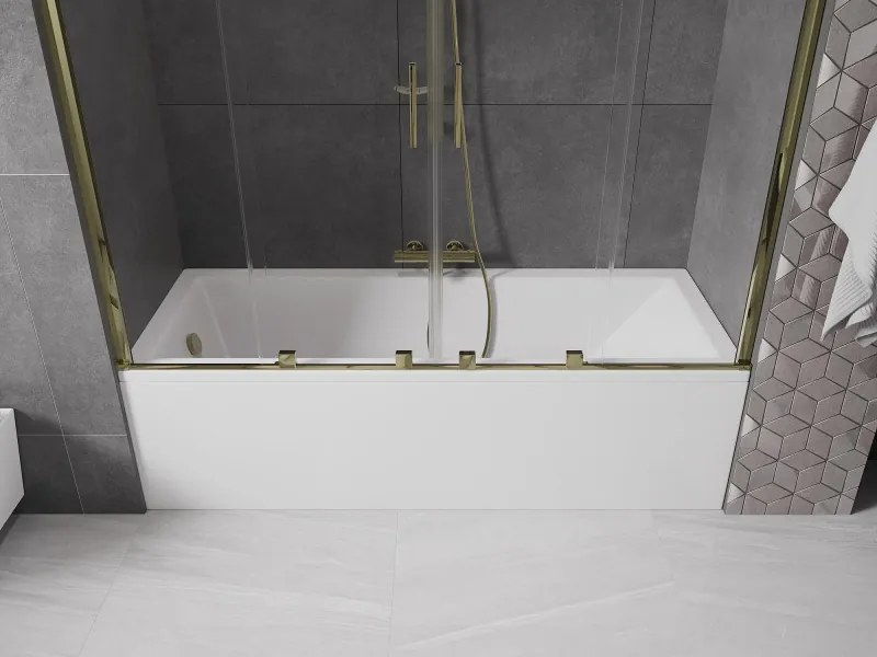 Mexen Velar Duo parawan nawannowy 2-skrzydłowy rozsuwany 180 x 150 cm, transparent, złoty - 896-180-000-02-50