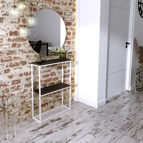 Loftowa konsola z półkami biały + czarny E5-K05