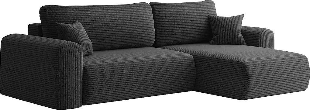 Uniwersalny narożnik z funkcją spania, do salonu, CAPRI L, czarny
