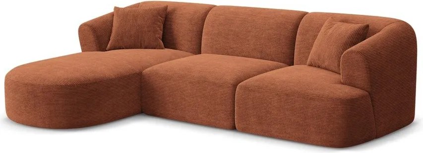 Sztruksowy narożnik (lewostronny/z szezlongiem) w kolorze terakoty Campi – Cosmopolitan Design