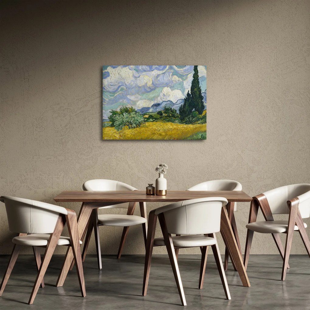 Obraz - Vincent van Gogh, Wheat Field with Cypresses, reprodukcje (70x50 cm)