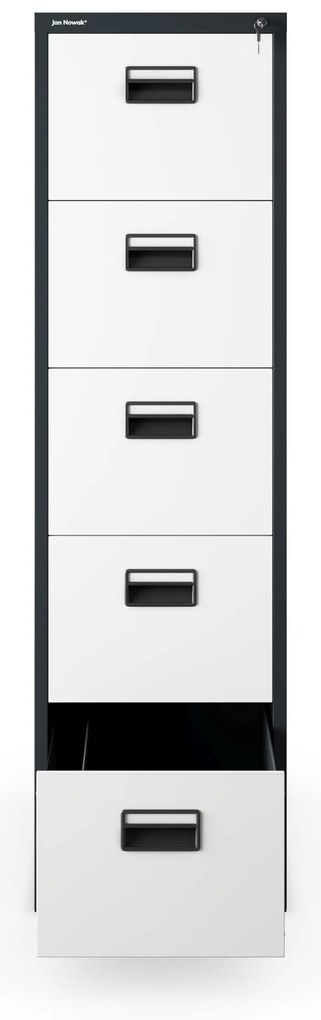 Szafa kartotekowa metalowa z 5 szufladami antracytowo-biała, 460x1625.5x620 mm: SARA