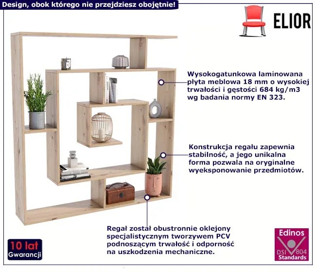 Wielopoziomowy Regał Nowoczesny Dąb Artisan 60 Cm W7-T18