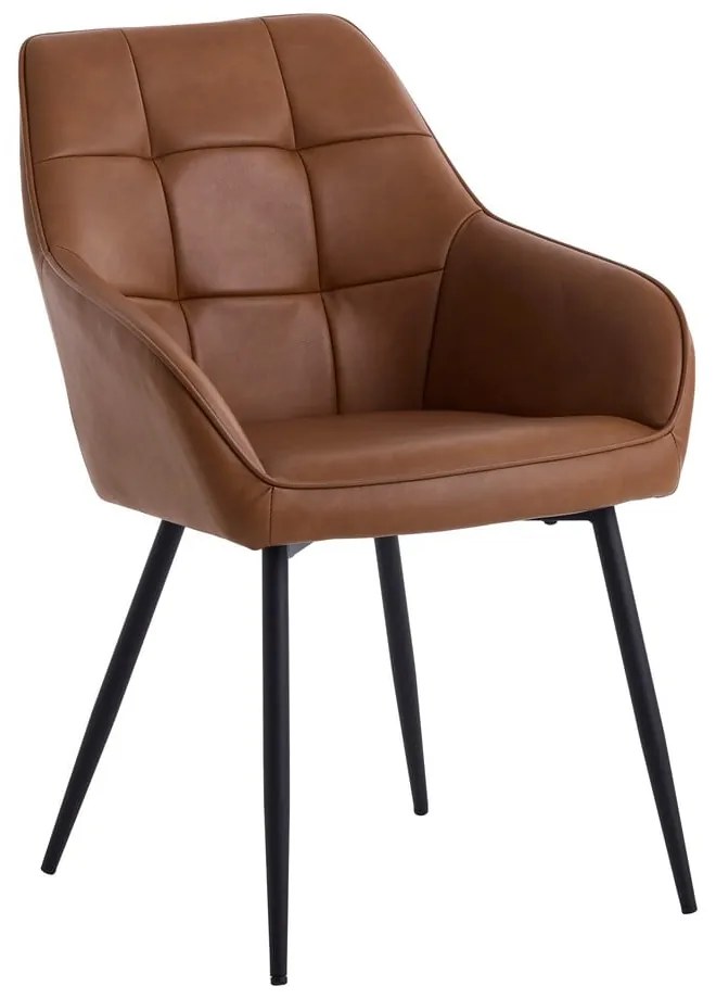 Brązowe krzesła z imitacji skóry z podłokietnikami zestaw 2 szt. Nolan Square – Unique Furniture