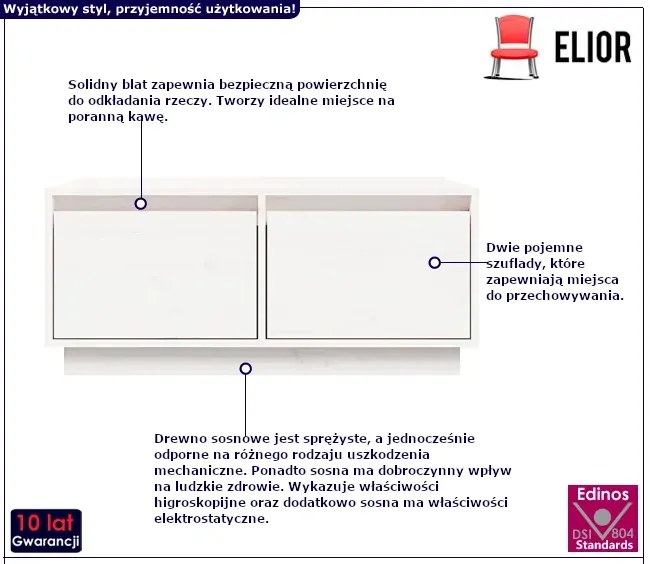 Biały stolik kawowy do salonu Biały połysk