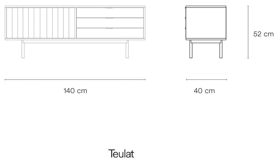 Czarno-naturalna szafka pod TV w dekorze dębu 140x52 cm Sierra – Teulat