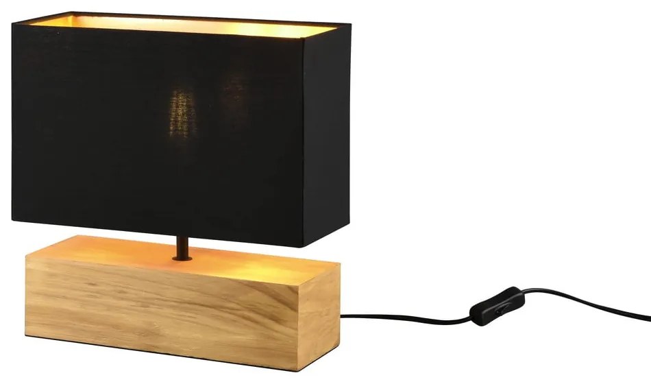 Czarno-naturalna lampa stołowa z tekstylnym kloszem (wysokość 30 cm) Woody – Reality