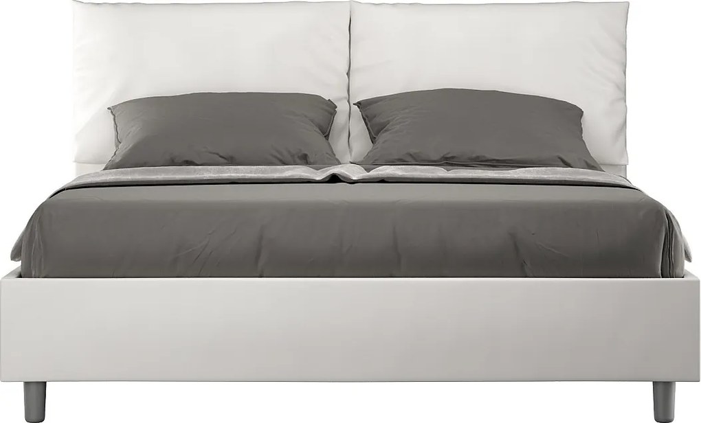 Łóżko bez stelaża tapicerowane 160x200 sztucznej skóry Biały Antea