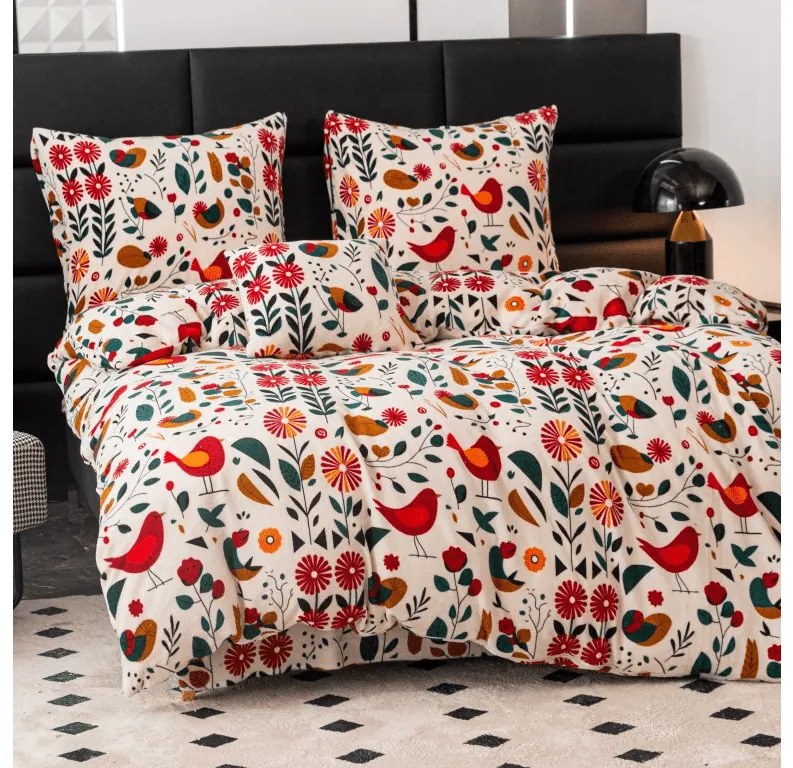 PrzytulneMieszkanie.pl PrzytulneMieszkanie.pl Pościel z mikropluszu RETRO BIRD kolorowa Rozmiar pościeli: 2 szt 70 x 90 cm | 200 x 220 cm